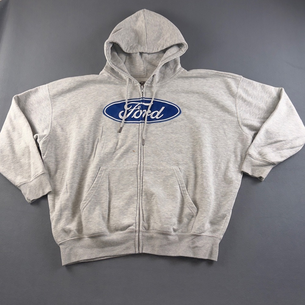Ford Mustang Boss 302 Zip Up Hoodie Mens 2XL Gray Graphic Sweatshirt